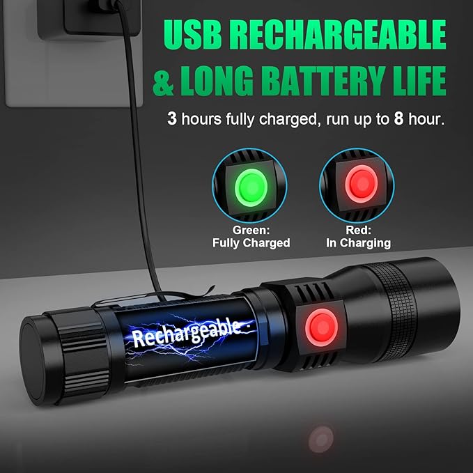 UV Flashlight Black Light, 3-in-1 Magnetic Flashlight Rechargeable, 1000 Lumen Tactical LED Flashlight, 7 Modes Waterproof UV Light Flashlight for Camping Emergencies Pet Urine Detection