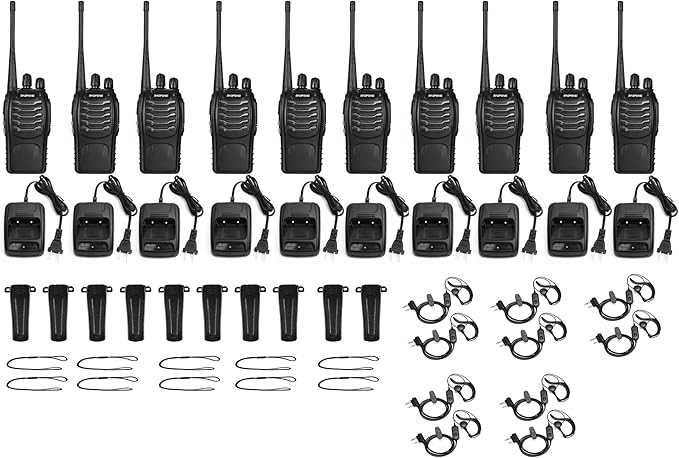 BAOFENG Walkie Talkies BF-888S Two Way Radio Long Range Rechargeable,Portable Radios,Handheld Walkie Talkie for Adults with Flashlight Li-ion Battery and Charger(10 Pack)
