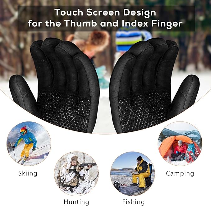 Heated Gloves for Men Women 7.4V Battery 22.2WH Rechargeable Heated Ski Gloves Touchscreen Waterproof Electric Heated Gloves for Winter Outdoor Work Skiing Hiking Camping Raynaud