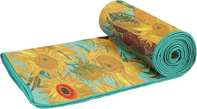Large Oversized Microfiber Beach Towel - 40x63 Inches, Sand-Free, Quick-Drying, Ultra-Soft, Ideal for Travel, Pool, Yoga, and Camping - Includes Matching Drawstring Travel Pouch, van Gogh Sunflowers