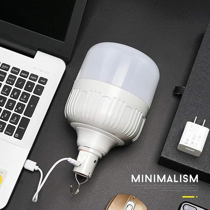 Newest 30W 5500LM Waterproof Rechargeable LED Night Light Bulb,Dimmable Emergency Lights, Outdoor BBQ Hanging Light, Bright Lights for Tent Lantern/Patio/Garden/Power Failure, Pack of 2