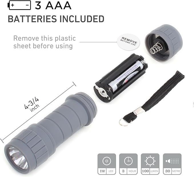 10-Pack Professional Outdoor Mini Flashlights Set, Super Bright 100 Lumen LED Flashlights for Kids, Small Flashlights Pack with 30-Piece AAA Dry Batteries Included