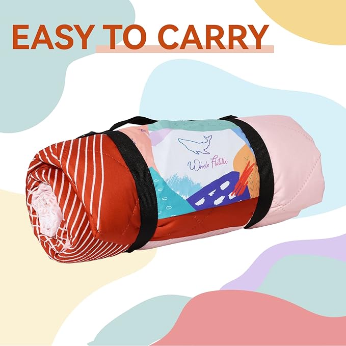 Whale Flotilla Extra Large Waterproof Picnic Blankets 60"x80", Foldable Lightweight Outdoor Blanket for Camping, Hiking, Traveling, Soft Portable Easy to Clean Picnic Mat for Beach Grass Park, Brown