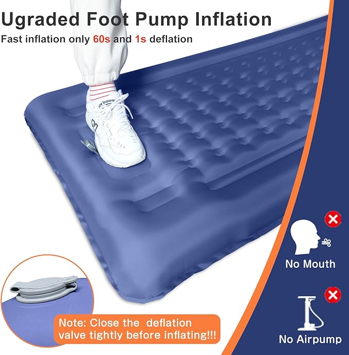Sleeping Pad for Camping 5 Inch Ultra-Thickness Inflatable Camping Sleeping Pad with Pillow Built-in Pump,27.55" W Camping Air Mattress for Backpacking Hiking,Traveling,Tent,Home