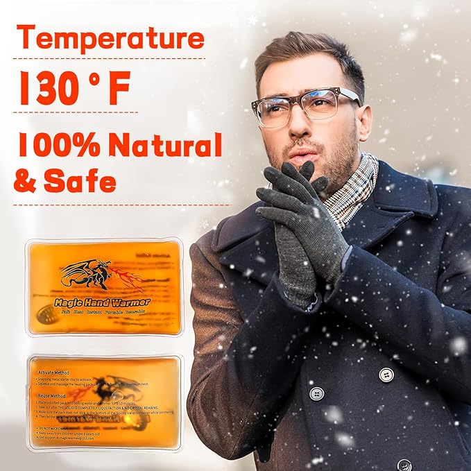 8 Pack Magic Hand Warmers, Reusable Snap Heat Packs, Reusable Pocket Hand Warmers, Portable Hand Warmers Used for Outdoor, Indoor, Working, Studying, Camping, Warm Gifts for Adults or Kid(P0125)