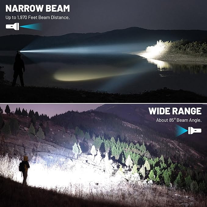azamine Rechargeable LED Flashlight High Lumens - High Powered 990000 Lumen Super Bright Flashlights with 3 Modes, IPX6 Waterproof, Portable Handheld Flash Light for Home, Camping, Outdoor