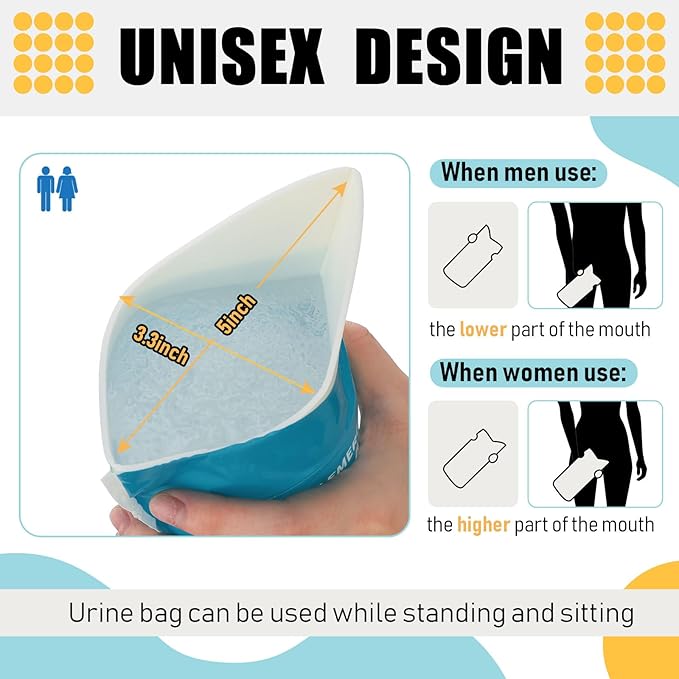 Nuogo 50 Pcs Disposable Urinal Bag Portable Camping Pee Bags Unisex Female Urinal Vomit Bags for Travel, Camping, Hiking for Women Men Kids Patient