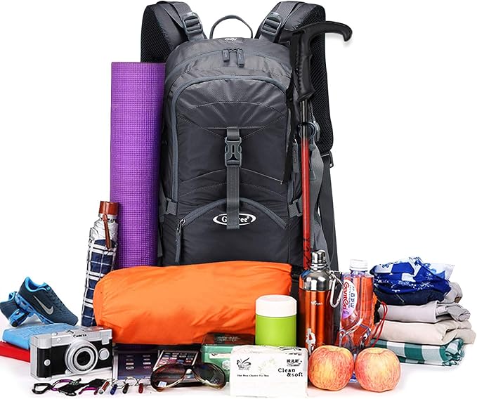 G4Free 45L Hiking Travel Backpack Waterproof with Rain Cover, Outdoor Camping Daypack for Men Women