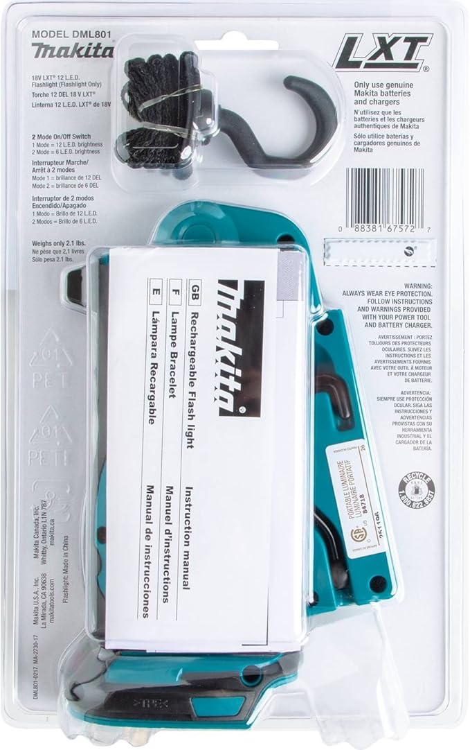 Makita DML801 18V LXT Lithium-Ion Cordless 12 L.E.D. Flashlight, Flashlight Only, Black