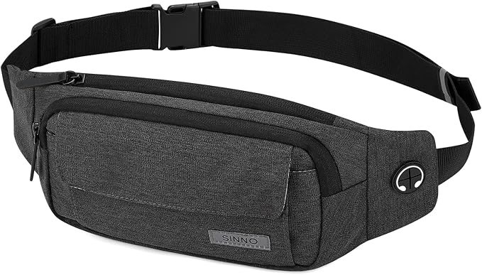 SINNO Large Crossbody Fanny Pack for Women Men Belt Bag With 4-Zipper Pockets for Travel Running Hiking Workout Dog Walking Outdoors Sport Fishing Waist Pack Bag Carrying All Phones