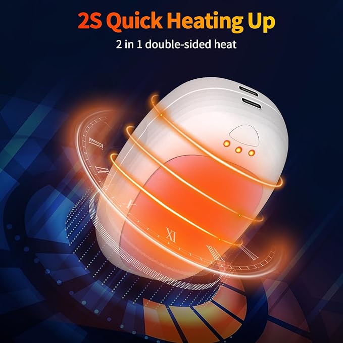 Hand Warmers Rechargeable 2 Pack, Electric Hand Warmer Reusable 4000mAh USB Portable Pocket Warmer, 10 Hrs Lasting Hand Heater for Camping Hiking Hunting Golf Ideal Warm Gift for Women Men