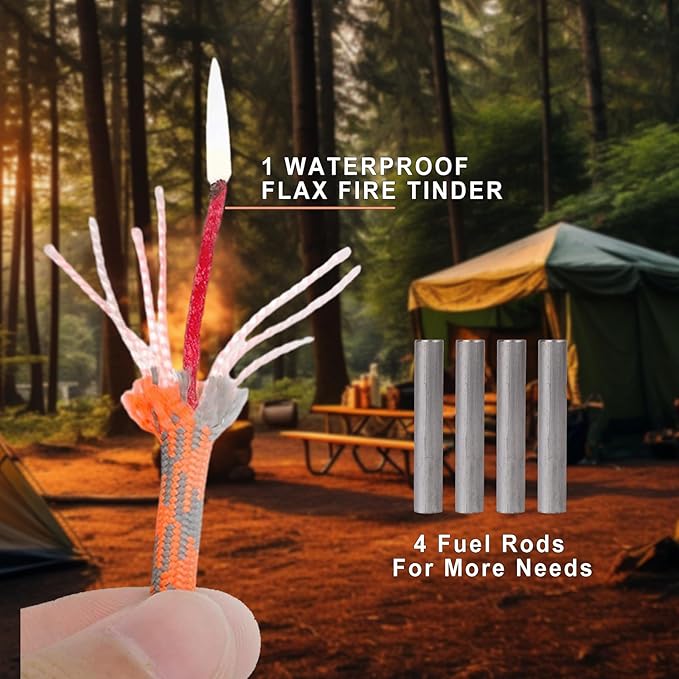 Ferro Rod Fire Starter 4 Pack Flint Fire Starter Survival Tool Flint and Steel Fire Starter Kit 6-in-1,Fire Steel with Paracord and Whistle for Camping, Hiking, Hunting, Emergency Rescue…