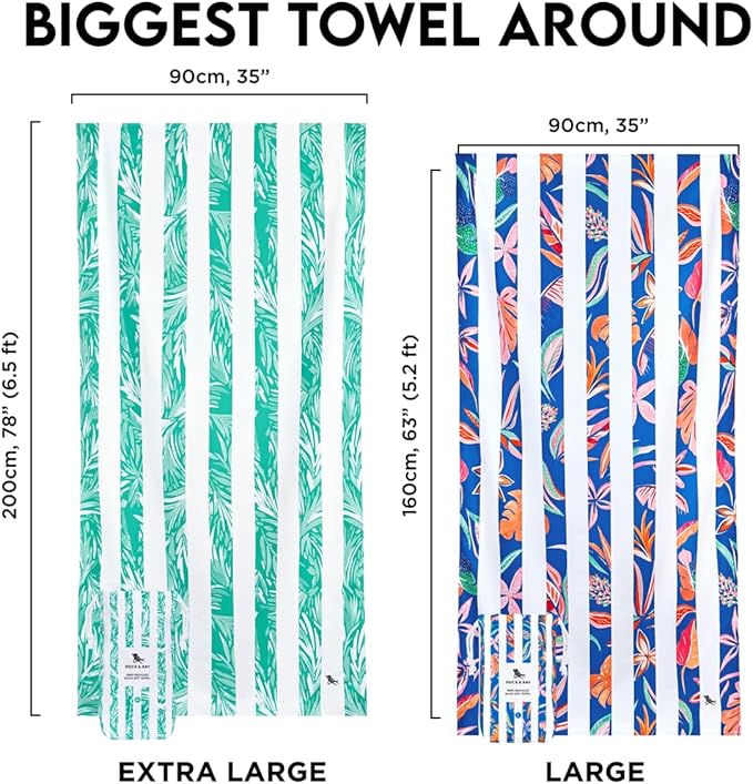 Dock & Bay Quick Drying Towel - for Sports, Gym, Travel, Yoga, Camping, Swimming - Super Absorbent, Compact, Lightweight - 100% Recycled Materials - Includes Bag - Variable Sizes