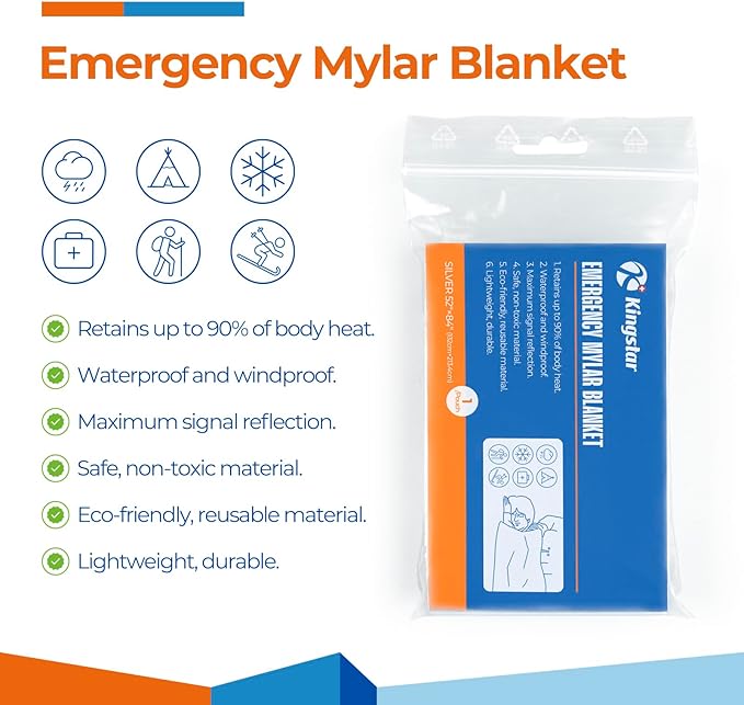 Emergency Blankets (120 Packs, 84"L x 52"W) Mylar Thermal Blankets for Survival and Protection,Space Blanket Survival Kits Camping Blanket, Ideal for Outdoors, Hiking, Survival, Marathons