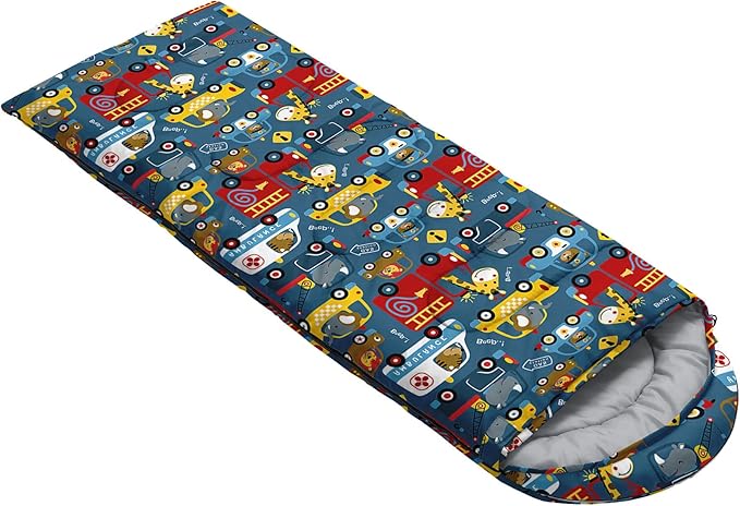 Kids Sleeping Bag for Boys Girls,Rocket Astronaut Moon Print-Lightweight Warm Portable Outdoor Indoor-Waterproof Cold Weather Resistant Sleeping Bag for Camping Hiking