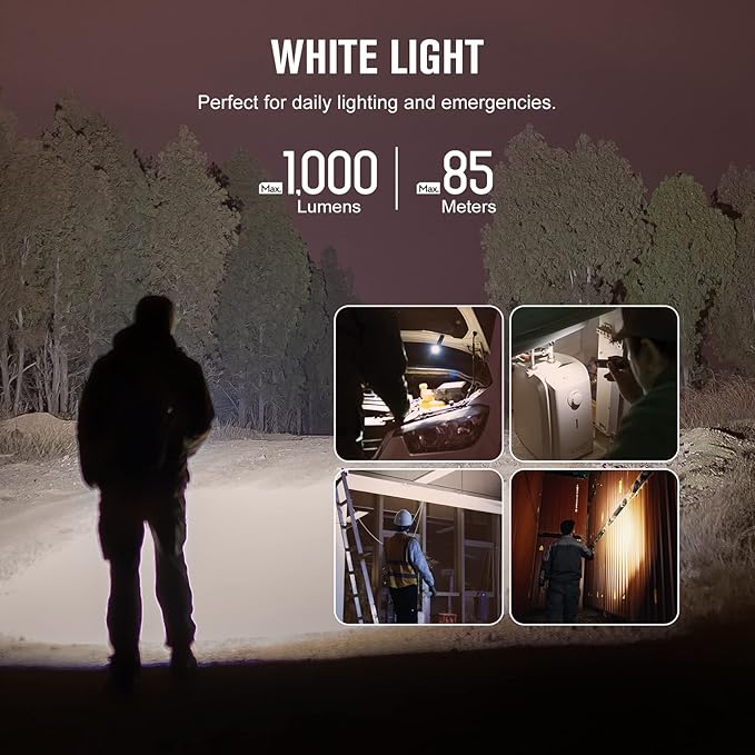 OLIGHT Arkfeld UV 365nm Black Light Flashlight, 1000 Lumens, Rechargeable, Portable, Battery Powered, Detection of Pet Urine, Stains, Fluorescent Agents, Banknotes