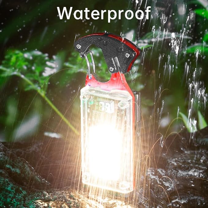 LED Multitool Small Flashlight, Keychain Light, COB Multi-Function Mini Work Light, 1000 Lumens Rechargeable, 8 Lighting Modes, Fire Starter, Seat Belt Cutter, Screwdriver, Red