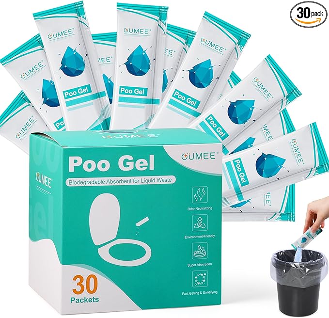 30 PACK Poo Gel for Portable Toilet, Camping Toilet Powder for Potty Bags, Eco Absorbent Gel, Portable Toilet Gel Packets for Outdoor Recreation Camping Supplies (30)