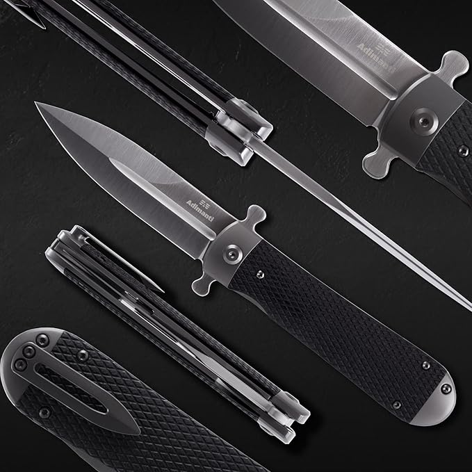 Firebird Knife GANZO Firebird Adimanti Samson-BK Pocket Folding Knife G10 Handle with Clip D2 Steel Blade Hunting Fishing Camping Outdoor EDC Knife (Black)