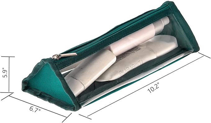 TSA Approved Clear Toiletry Shaving Bag 2 Pack Dark Green Transparent Vinyl Makeup Bag See Through Travel Cosmetic Packing Organizer Clear Makeup Organizer Bag Utility Pouches for Men & Women