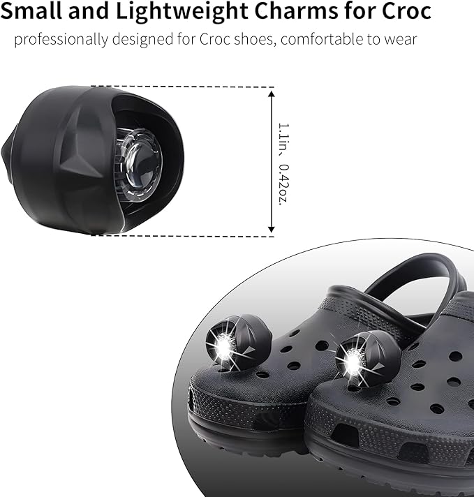Vergissm Rechargeable Headlights for Croc 2pcs, Flashlights Attachment for Croc, Croc Lights for Shoes with 3 Light Modes for Camping, Dog Walking, Light Charm Accessories for Adult Kid (Red)