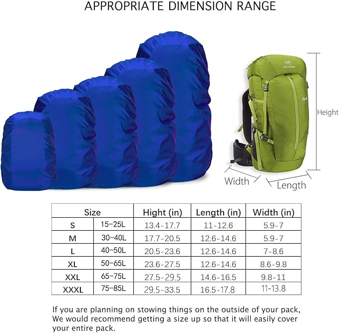 20-80L Waterproof Backpack Rain Cover with Storage Pouch and Adjustable Buckle Strap for Traveling Outdoor Hiking Camping