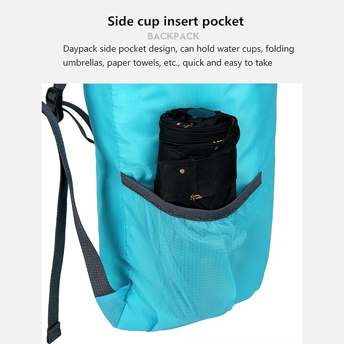16L Hiking-Daypack Lightweight-Foldable Travel-Backpack Water-Resistant Camping Outdoor Packable Small Carry-on Bag (Blue)