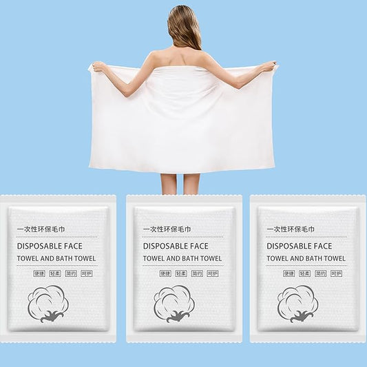 Disposable Bath Towels, 3 Pcs Large Travel Bath Towel 55 * 28 in, Travel Essentials Compressed Towel - Portable Disposable Washcloths for Travel Beach Shower Hiking Swim Hotel Camping