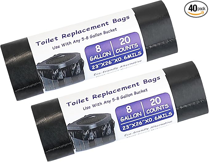 40PCS Biodegradable Camping Toilet Bags, 22L Capacity, Portable Toilet Bags for portable potty, Camping Toilet Accessories for Eco-Friendly Waste Disposal in Outdoor Adventures