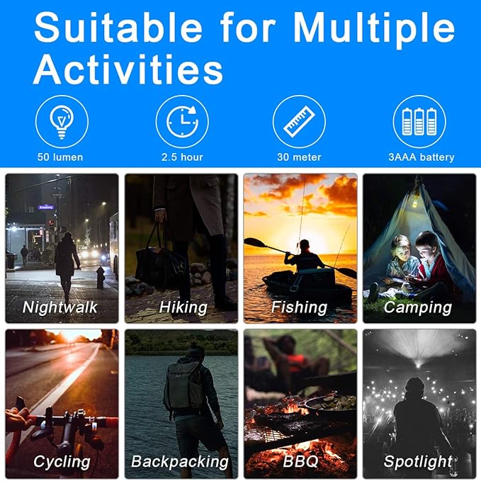 AHIER 9 LED Glow in Dark Flashlights, Rubber Coated Small Flashlights with Straps, Portable Handy Lights for Camping, Hiking, Indoor, Assorted Colors (1 Colors 1 PCS)