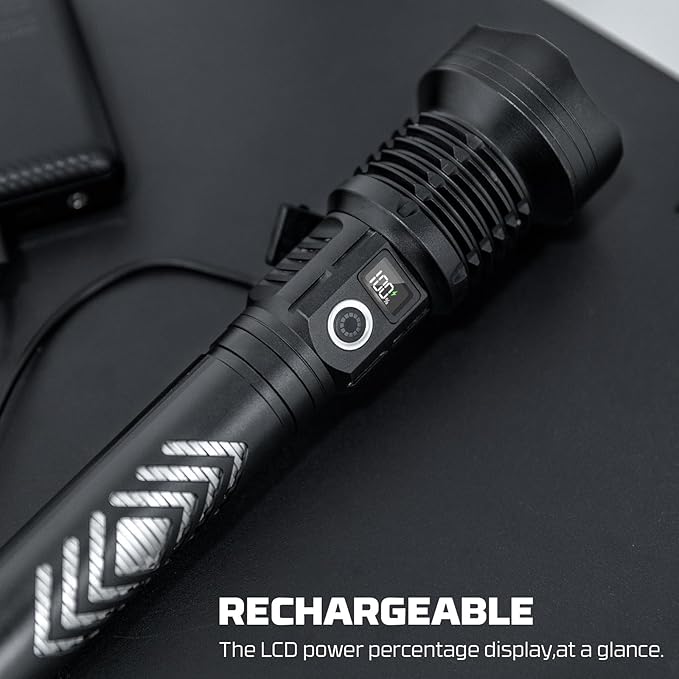 azamine Rechargeable Flashlights 990000 High Lumens - Super Bright LED Flashlight with 5 Modes, IPX7 Waterproof Powerful Flash Light for Camping Hiking