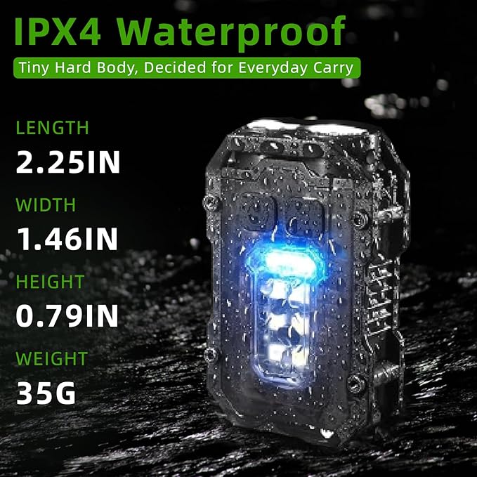 Clip on Flashlight, Rechargeable Mini EDC Keychain Flashlight, IP65 Waterproof, Side Tail Magnet, for Running/Camping/Fishing/Night Work, USB C Charging Warning Flash Light, Black