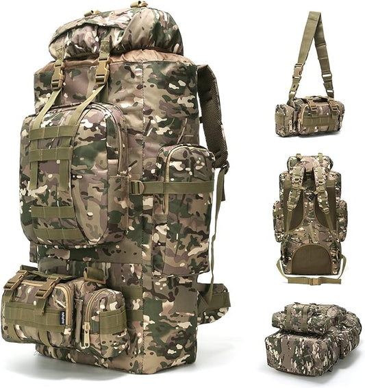 100L Camping Hiking Backpack,Molle military Tactical rucksack backpack,Waterproof Lightweight Hiking Backpack (CP Camo)