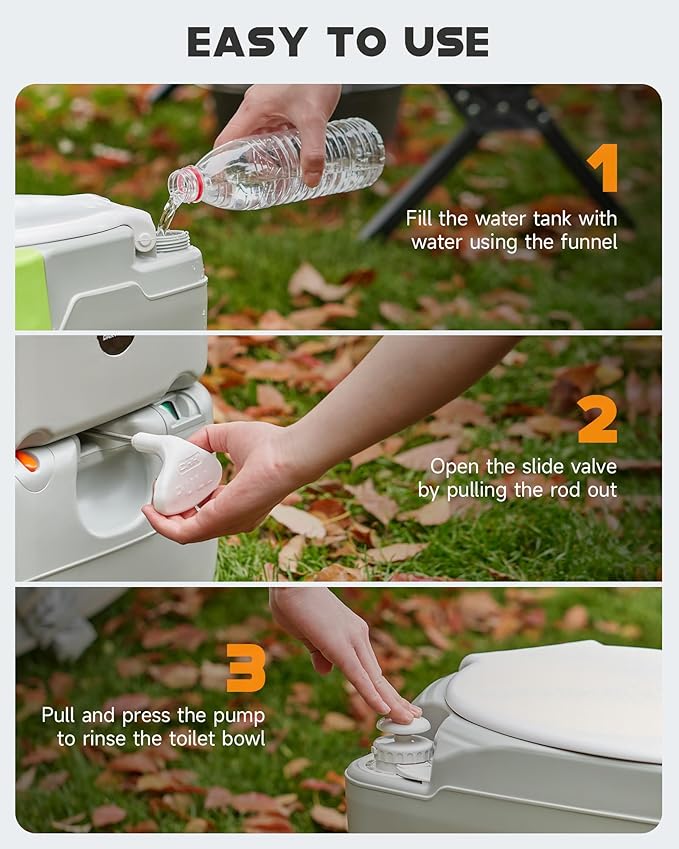 DARTMOOR Portable Toilet, 5.8 gal. RV Toilet for Camping, Outdoor Toilet with Diagonal Seating Piston Pump Sewage Port, Lightweight HDPE Camping Toilet for Hiking Construction Site Road Trip Boating