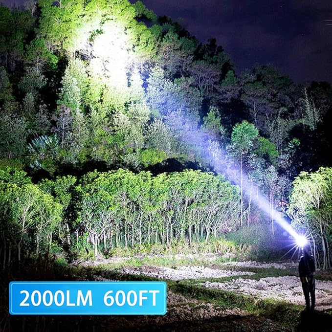 Magnetic Flashlight USB Rechargeable, Work Flash Light 2000Lumens, Super Bright LED Flash Light with COB, Zoomable IP65 Water-Resistant Tactical Flashlights Camping