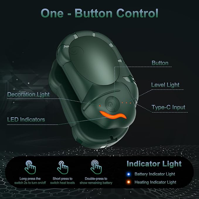 Hand Warmers Rechargeable 2 Pack, Chameleon-Shaped Electric Hand Warmers, Up to 20 Hrs Portable Reusable Pocket Heater Gift for Men, Women, Christmas, Outdoor, Camping, Golf
