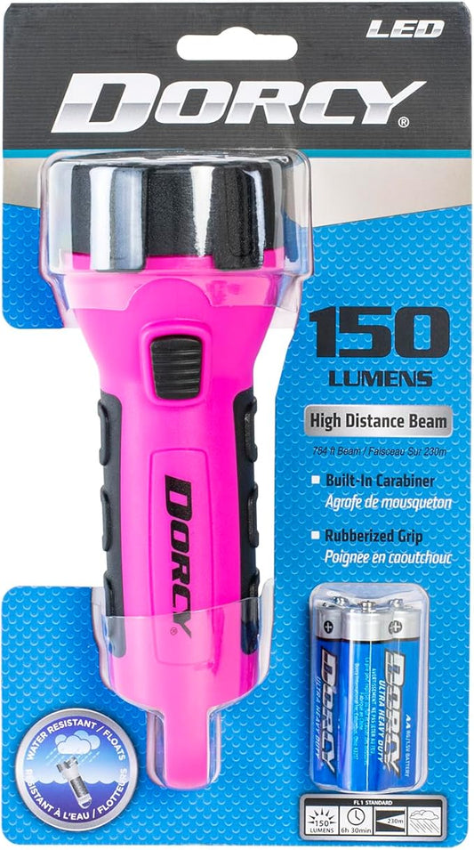 Dorcy 55 Lumen Floating Water Resistant LED Flashlight with Carabineer Clip, Pink ( 41-2509)