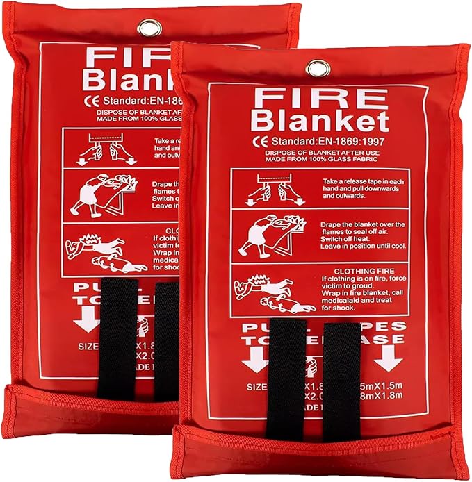 Fire Blanket, 40' x 40' (Pack of 2), Fire Suppression Blanket, Fiberglass Fire Blanket for Home, Kitchen, School, Grill, Camping