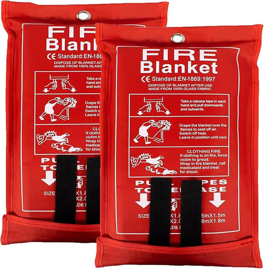 Fire Blanket, 40' x 40' (Pack of 2), Fire Suppression Blanket, Fiberglass Fire Blanket for Home, Kitchen, School, Grill, Camping