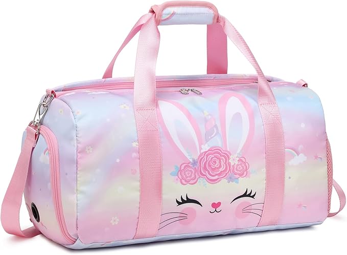 Unicorn Dance Bag for Girls Travel Duffel Bags Girls Sports Gym Bag Overnight Ballet Dance Bag with Shoe Compartment and Wet Compartment(Pink)