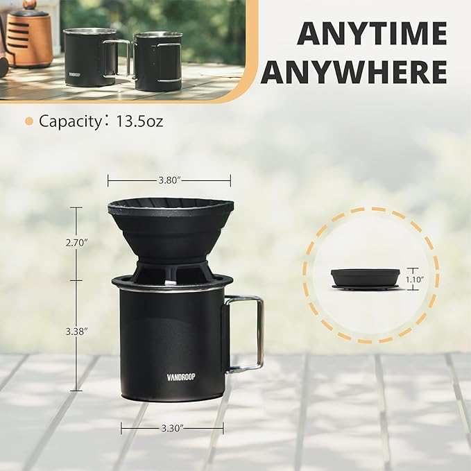Portable Pour Over Coffee Maker Set, Collapsible Silicone Coffee Dripper Set, Perfect for Travel, Camping, Home