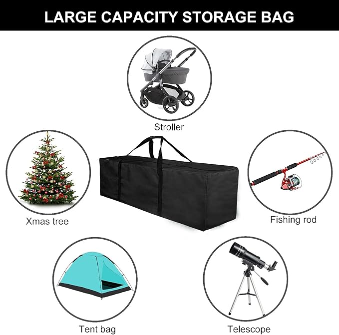 INFANZIA Duffel Travel Sports Equipment Bag, Long Luggage Bag with Upgrade Zipper Water Resistant, Extra Large Foldable Storage Bag for Camping, Tent, Tripod, Fishing(45x12x13 inch,2PCS)