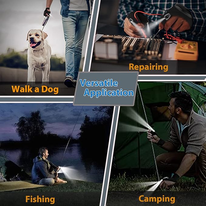 LED Flashlight Gloves, Cool Tools Gadgets for Men, Dad Boyfriend Gifts for Christmas Fathers Day Birthday, Hands-Free Lights for Camping Fishing Repairing Running Mechanic Car Guy