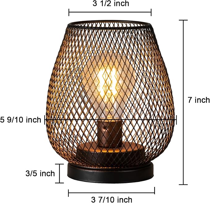 DECORKEY Set of 2 Rechargeable LED Table Lantern, Brown Metal Cage Cordless Lamps with LED Bulb,Vintage Decorative Outdoor Lantern for Weddings, Parties, Patio, Events for Indoors Shelf Decor