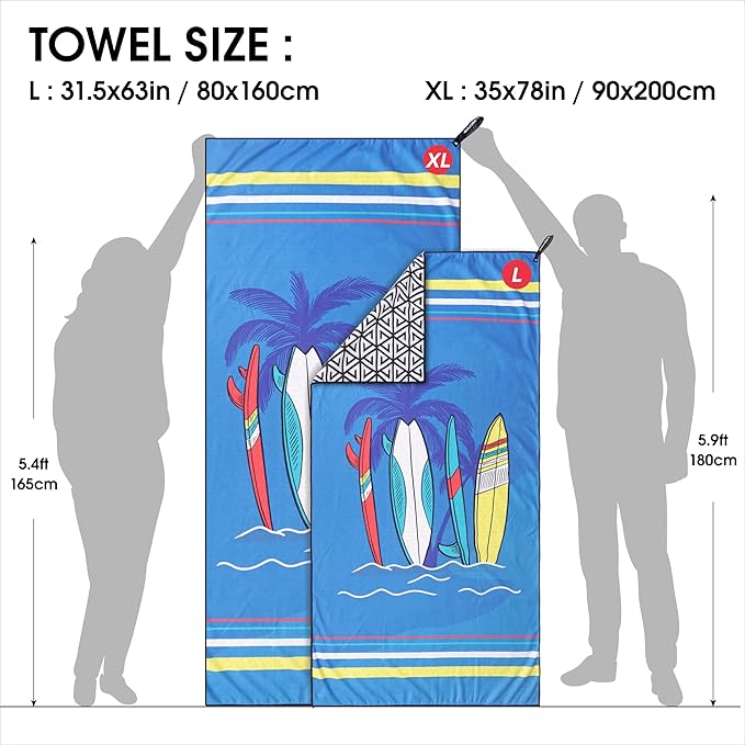 4Monster Microfiber Beach Towel Quick Dry,Super Absorbent Lightweight Travel Towel for Swimmers, Sand Free Camping Towel, Beach Towels for Pool, Swim, Water Sports,Yoga,Gym,Backpacking
