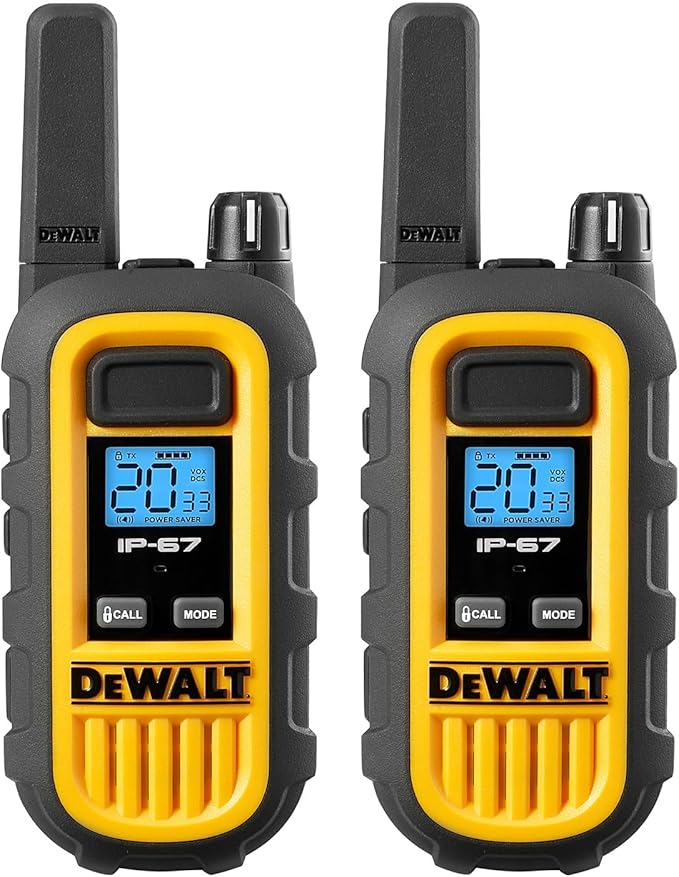DEWALT DXFRS300 1 Watt Heavy Duty Walkie Talkies with Headsets - Waterproof, Shock Resistant, Long Range & Rechargeable Two-Way Radio with VOX (4 Pack) (2DXFRS300-SV1)
