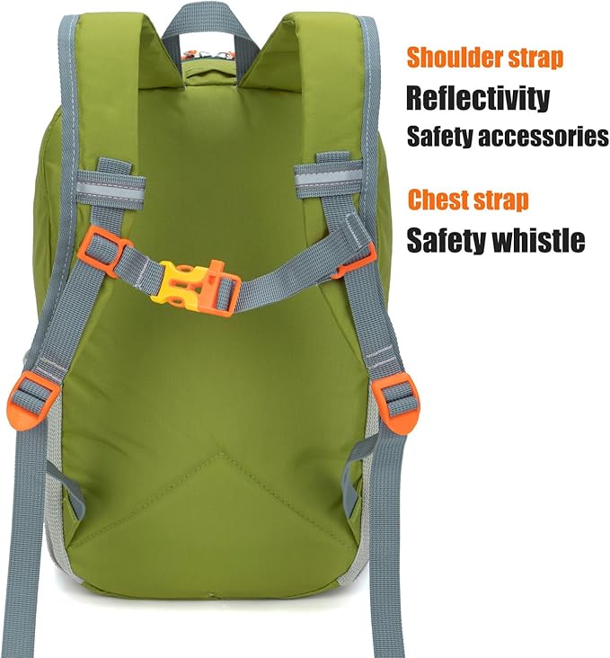 Little Kids Hiking Backpack for Boys or Girls, Small Daypack for Camping or Travel (Armygreen)