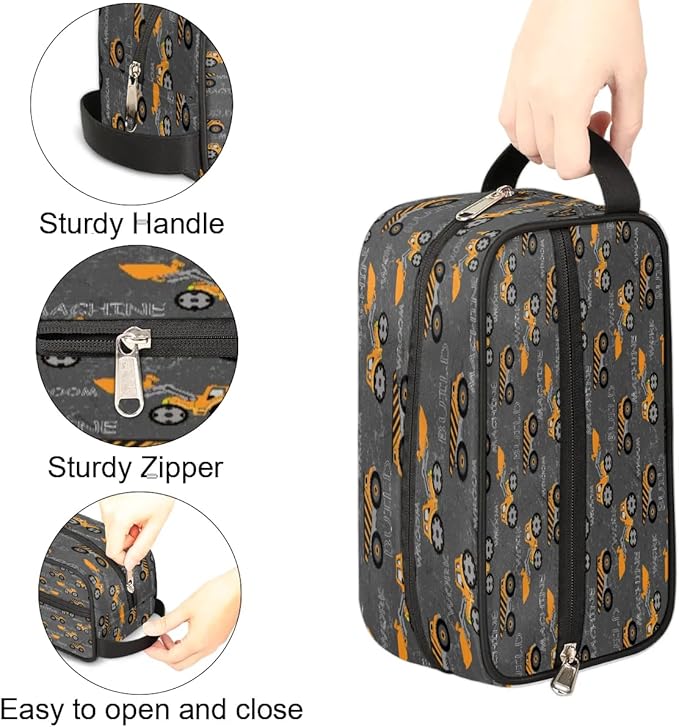 Truck Tractor Cars Hanging Toiletry Bag,Travel Hygiene Kits for Boys Mens,Waterproof Makeup Carry-on Bags,Cosmetic Bag,TSA Approved Shave Dopp Kit for Toiletries Shower Bathroom Accessories Gifts