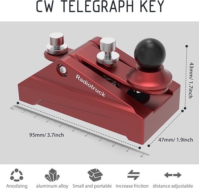 CW Telegraphy Key Auto Morse - Radio HAM Send Telegram Key CyberTruck Shape Lambic Single Paddle Transmission Morse Code Key with Aluminum Alloy Body Base