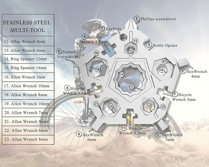 23- in-1 Pentagonal Pocket Tool, 2021 Snowflake Multitool Tool with Stainless Steel, Outdoor Tool for Drill Drive, Screwdriver, Bottle Opener, Wrench, Bicycle Spokes, ETC Gifts for Father Boyfriend